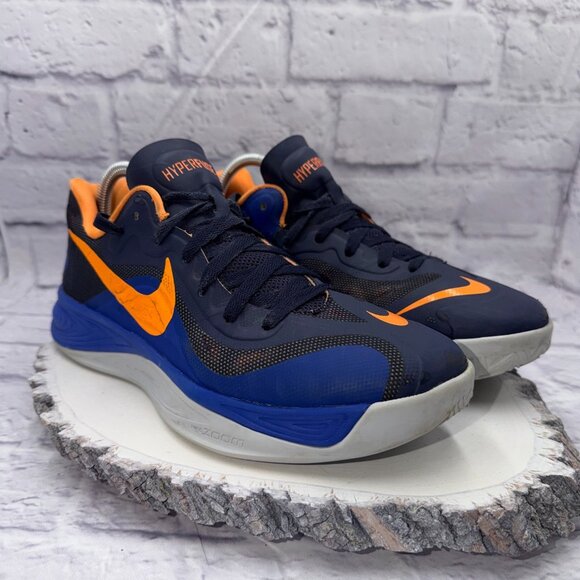 Nike Men's Zoom Hyperfuse 2013 Sneakers Blackened Blue Citrus Low Size 8.5 - Picture 2 of 9